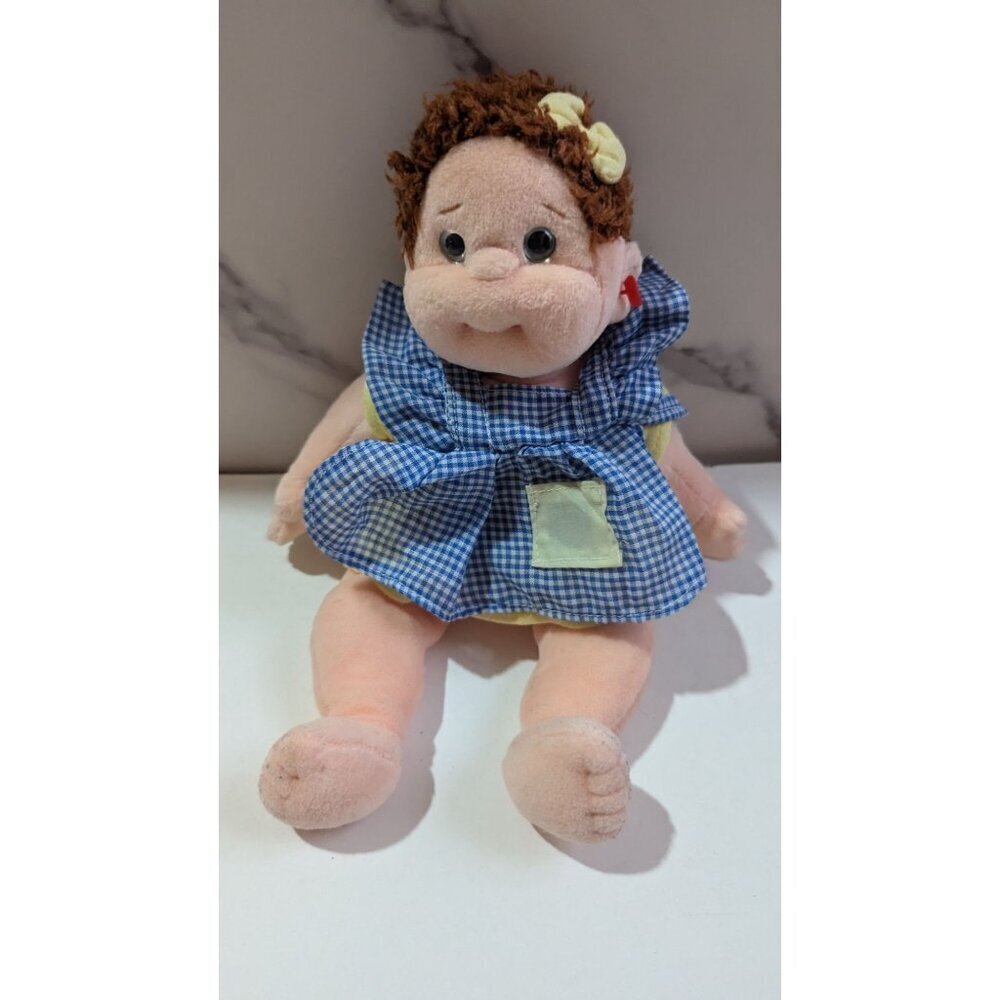 Ty Beanie 1999 Vintage kids Curly doll  yellow dress Plush stuffed toy ‎ 10"